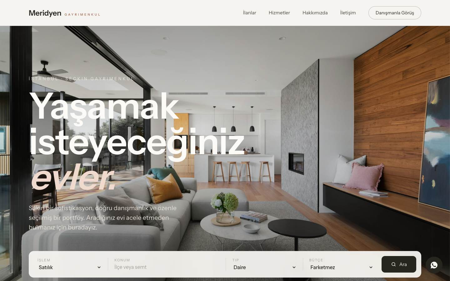 Emlak Ofisi için hazırladığımız örnek web sitesi tasarımı
